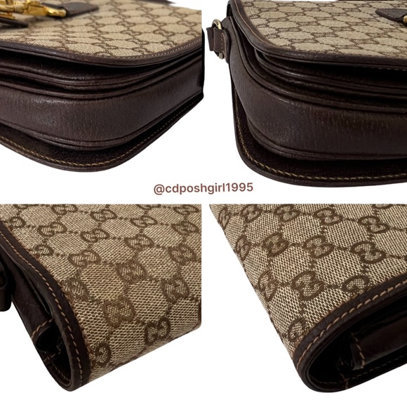 Vintage 1970s Gucci Ophidia Canvas monogram leather Flap accordion shoulder bag - Picture 11 of 16